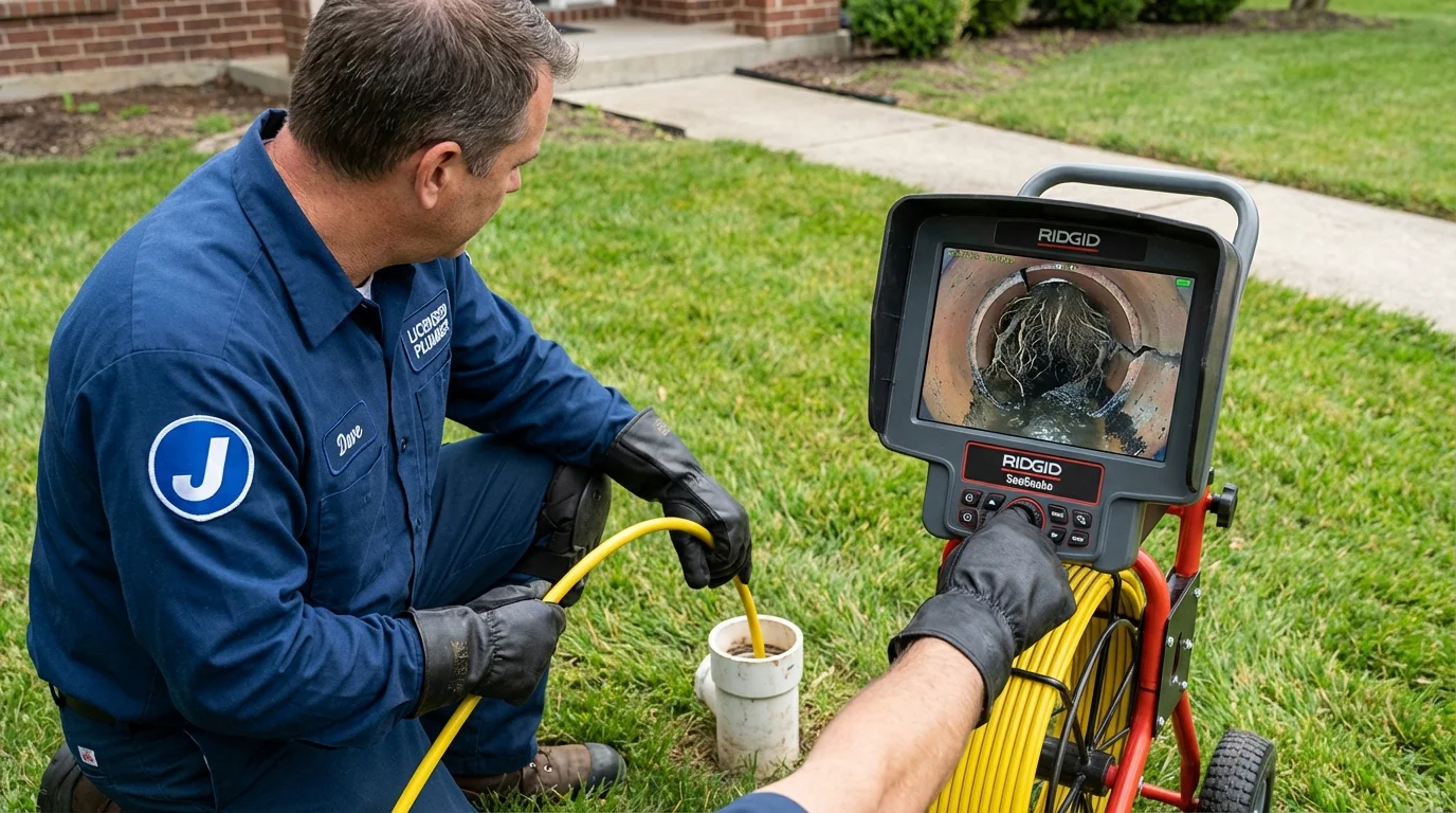 Sewer camera inspection being performed by Johns Plumbing LLC in Alta